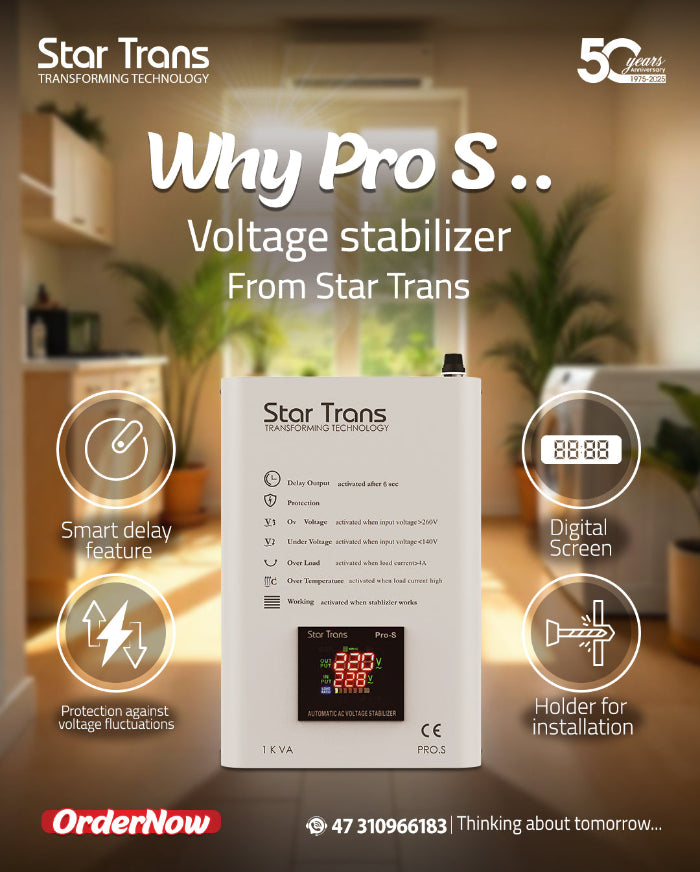 Star Trans PRO-S 5 KVA Servo Voltage Stabilizer White with Digital Screen