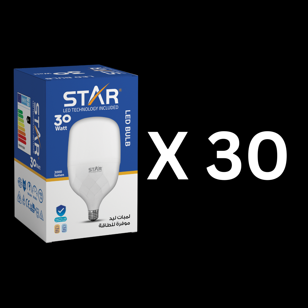 Large Box x30 LED High Power T-Bulb- 30W- E27 Base- 6500K Cool White Light