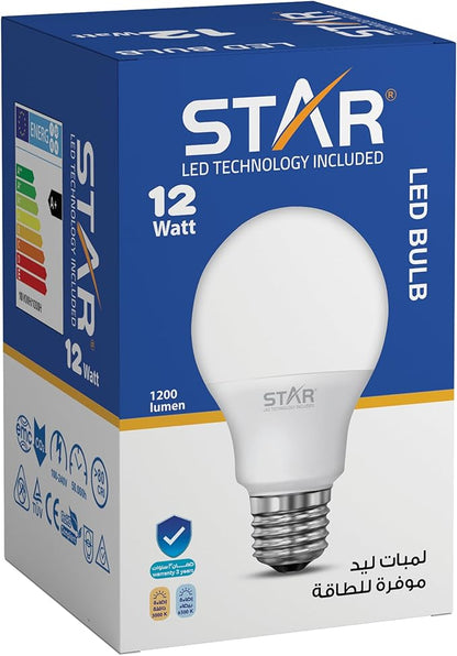 لمبة LED E27 بقدرة 12 وات، لمبة موفرة للطاقة، إضاءة صفراء دافئة 3000 كلفن، 1200 لومن، قاعدة E27 قياسية، عمر افتراضي طويل، إضاءة صديقة للبيئة (5 قطع)