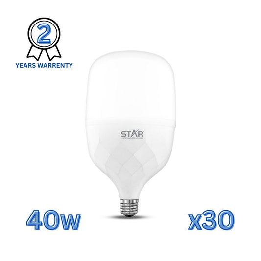 لمبة LED E27 بقدرة 40 وات، لمبة موفرة للطاقة، أبيض ساطع 6500 كلفن، 4000 لومن، قاعدة E27 قياسية، عمر افتراضي طويل، إضاءة صديقة للبيئة (30 قطعة)