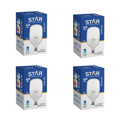 LED Bulb E27 40W , Energy Saving Light Bulb, Bright White 6500K, 4000 Lumens, Standard E27 Base, Long Lifespan, Eco-Friendly Lighting ( 4 Pieces )