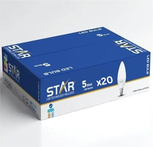 LED Bulb E14 5W , Energy Saving Light Bulb, Bright White 6500K, 500 Lumens, Standard E14 Base, Long Lifespan, Eco-Friendly Lighting ( 20 Pieces )