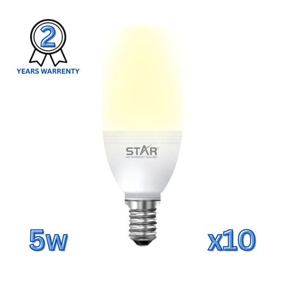 LED Bulb E14 5W , Energy Saving Light Bulb, Warm Yellow Lighting 3000K, 500 Lumens, Standard E14 Base, Long Lifespan, Eco-Friendly Lighting ( 10 Pieces )