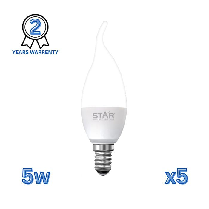 Teardrop E14 5W , Energy Saving Light Bulb, Bright White 6500K, 500 Lumens, Standard E14 Base, Long Lifespan, Eco-Friendly Lighting ( 5 Pieces )