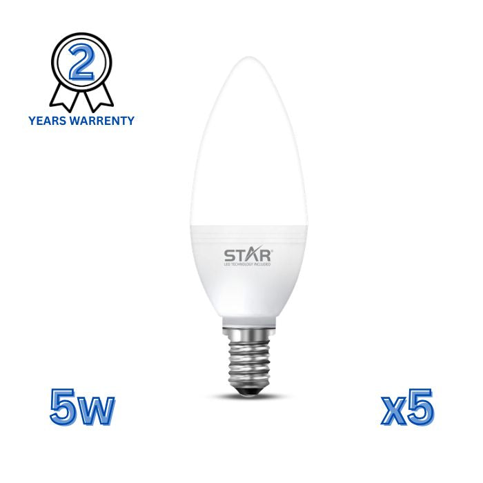 LED Bulb E14 5W , Energy Saving Light Bulb, Bright White 6500K, 500 Lumens, Standard E14 Base, Long Lifespan, Eco-Friendly Lighting ( 5 Pieces )