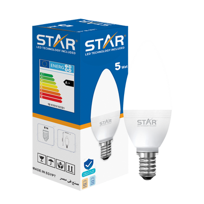 Candle Bright White 6500K LED Bulb E14 5W , 500 Lumens, Pack of 20 Pieces 