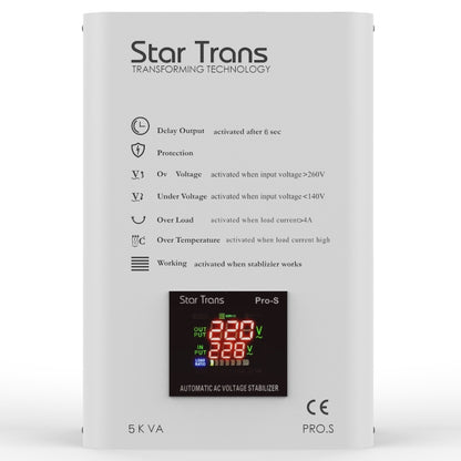 PRO-S 5KVA Servo Voltage Stabilizer – Single Phase – Smart LCD Display – 230V Stable Output