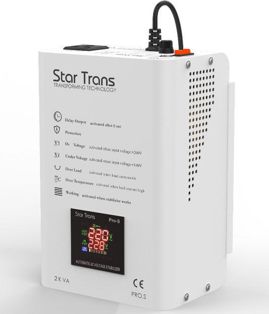 PRO-S Series Servo Voltage Stabilizer - 2 KVA - Single Phase - Smart Digital Display