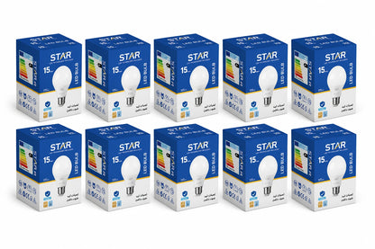A19 LED Bulb E27 15W, 6500K Cool White, 1500 Lumens, Pack of 10