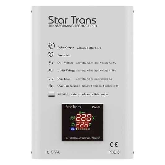 PRO-S Series Servo Voltage Stabilizer - 10 KVA - Single Phase - Smart Digital Display