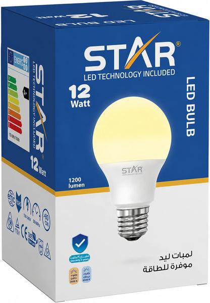 Warm Yellow Led Bulb 1200 Lumens, Pack of 5