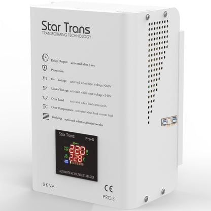 Star Trans PRO-S 5KVA Automatic Voltage Stabilizer – 140–276V Input Range – Full Protection System