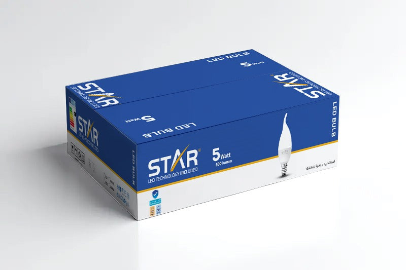 لمبة ليد دمعة ستار، 5 وات، قاعدة E14، ضوء دافئ 3000 كلفن. (علبة كبيرة ×50)