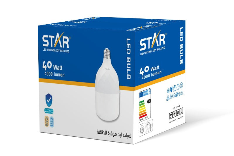 لمبة ستار ليد، 40 وات، قاعدة E27، ضوء أبيض 6500 كلفن (30 قطعة، عبوة كبيرة).