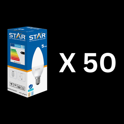 لمبة ليد بلحة ستار، 5 وات، قاعدة E14، ضوء دافئ 3000 كلفن. (علبة كبيرة ×50)
