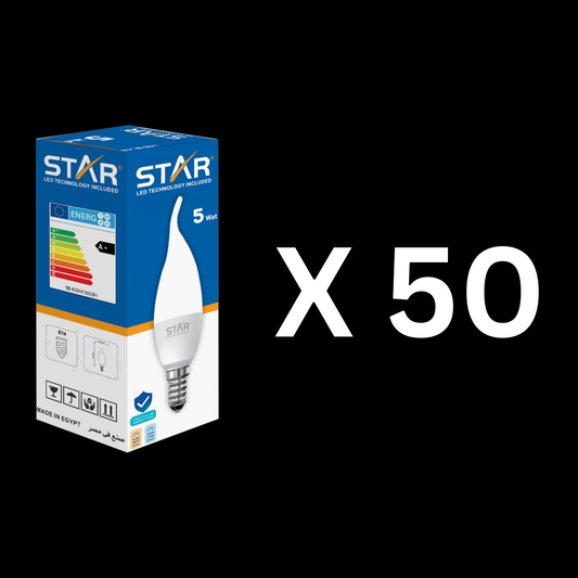 لمبة ليد دمعة ستار، 5 وات، قاعدة E14، ضوء دافئ 3000 كلفن. (علبة كبيرة ×50)